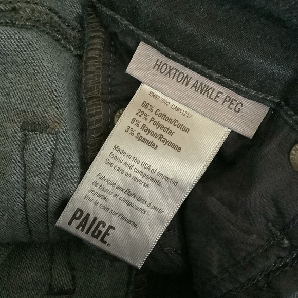 Paige Hoxton Ankle Peg Metallic Tux Stripe Dark Wash Jean 25 NWT $228 - Picture 7 of 10